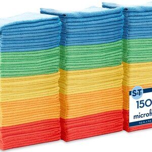 150 Pack Microfiber Cleaning Cloth, Bulk Towels for Home, Reusable Microfiber To